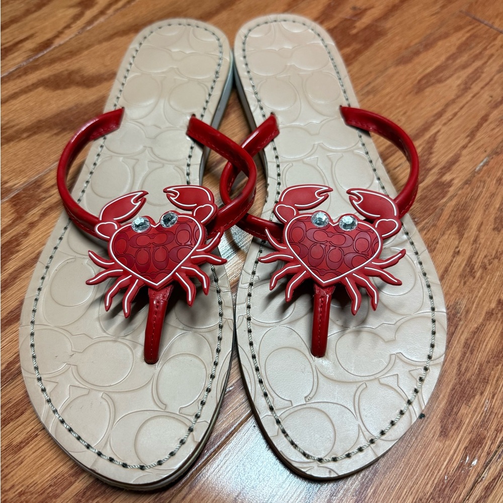 New Coach Marina Crab Sandals Flip Flops, Size 8.5 - Picture 2 of 4